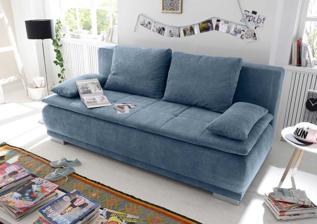 ED EXCITING DESIGN Schlafsofa, Luigi Schlafsofa 211x103 cm Sofa Couch Schlafcouch Blau (Denim) von ED EXCITING DESIGN