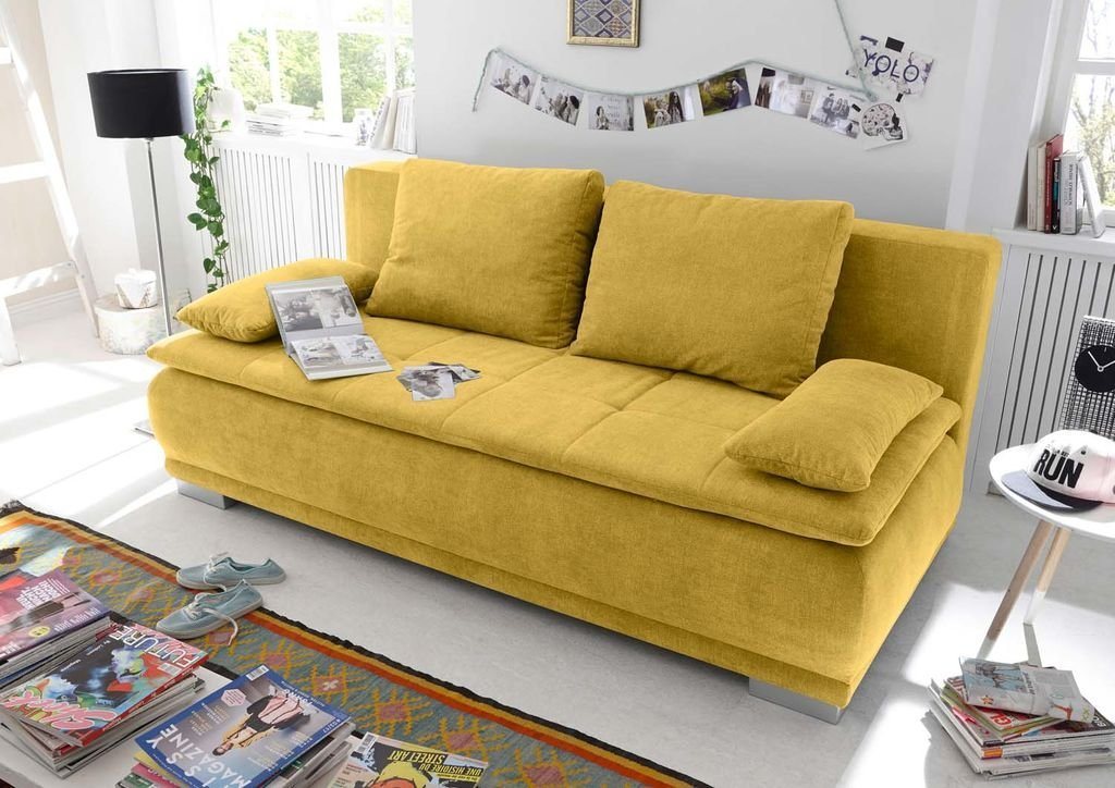 ED EXCITING DESIGN Schlafsofa, Luigi Schlafsofa 211x103 cm Sofa Couch Schlafcouch Gelb (Senf) von ED EXCITING DESIGN