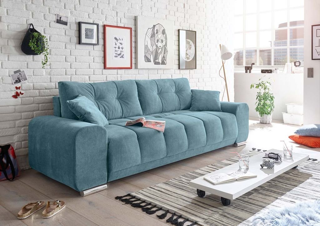 ED EXCITING DESIGN Schlafsofa, Paco Schlafsofa 260x90 cm Sofa Couch Schlafcouch Blau (Denim) von ED EXCITING DESIGN