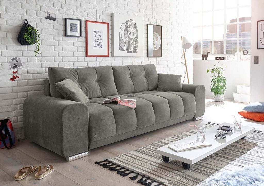 ED EXCITING DESIGN Schlafsofa, Paco Schlafsofa 260x90 cm Sofa Couch Schlafcouch Dunkelgrau von ED EXCITING DESIGN