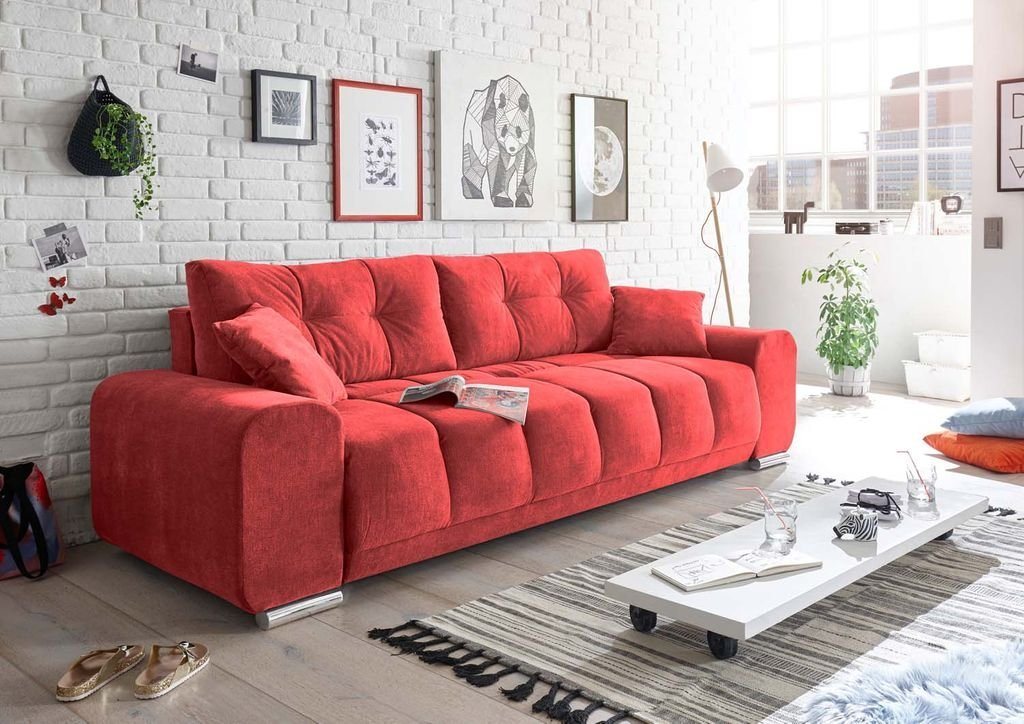 ED EXCITING DESIGN Schlafsofa, Paco Schlafsofa 260x90 cm Sofa Couch Schlafcouch Rot (Berry) von ED EXCITING DESIGN