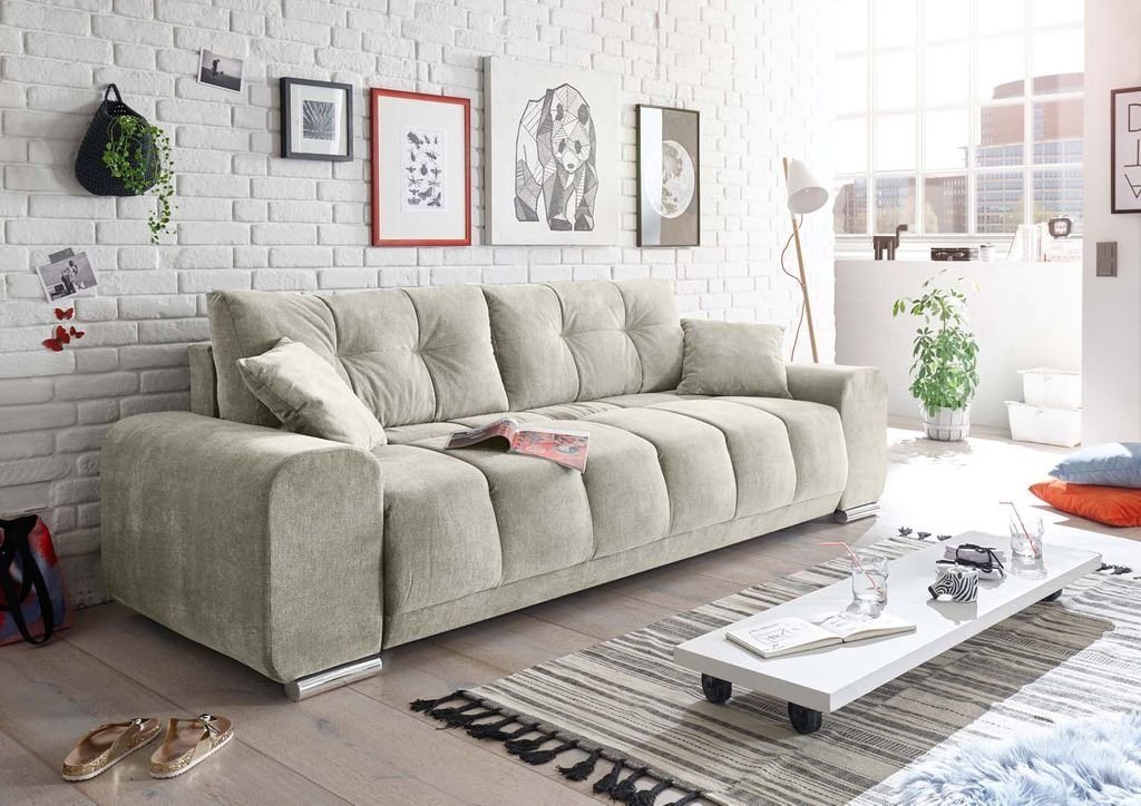 ED EXCITING DESIGN Schlafsofa, Paco Schlafsofa 260x90 cm Sofa Couch Schlafcouch Silber von ED EXCITING DESIGN