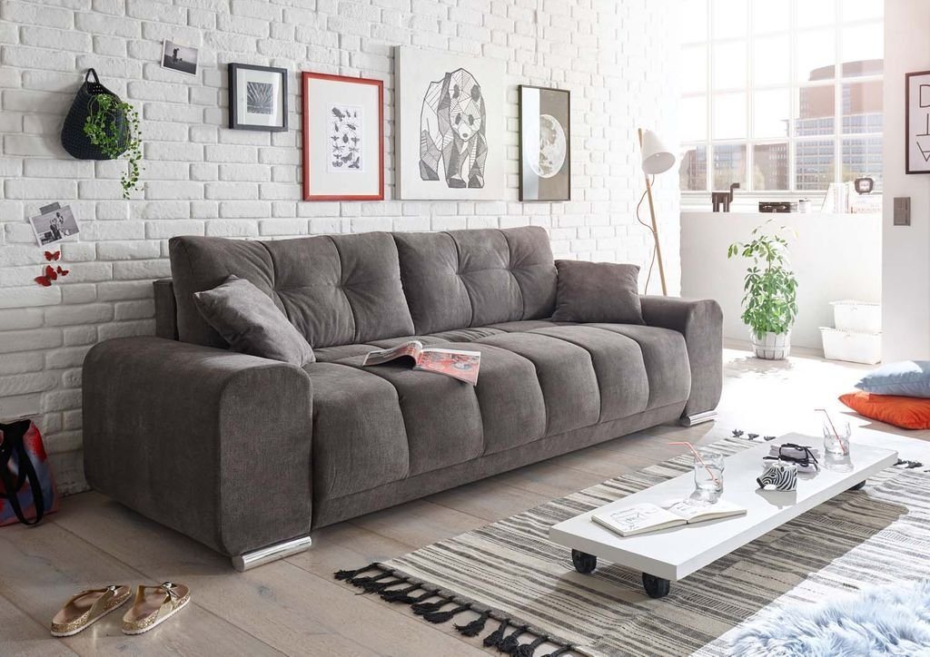 ED EXCITING DESIGN Schlafsofa, Paco Schlafsofa 260x90 cm Sofa Couch Schlafcouch Stone (Braun-Grau) von ED EXCITING DESIGN