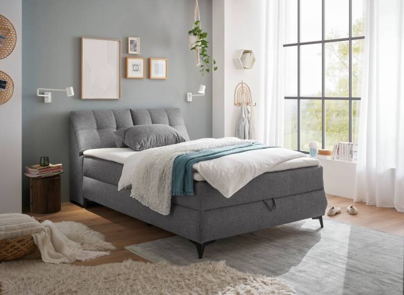 Boxbett Atlantis 140x200 cm in Dark Grey von ED Exciting Design mit Bettkasten von ED Exciting Design
