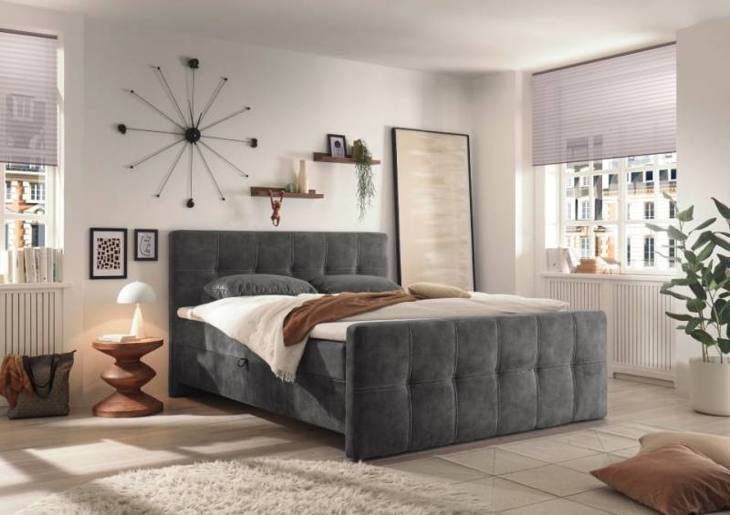 ED Exciting Design Boxbett Valetta 6 - Luxus-Mikrofaser, Tonnentaschenfederkern, HR-30 Topper, Bettkasten - H2 Härtegrad (bis 120 kg)  in verschiedenen Farben erhältlich von ED Exciting Design