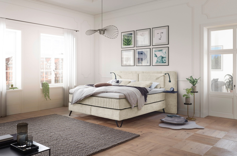 ED Exciting Design Boxspringbett Milazzo - Aphrodite in verschiedenen Farben erh?ltlich mit 9-Zonen-Tonnentaschenfederkern und Wireless Charging von BlackRedWhite