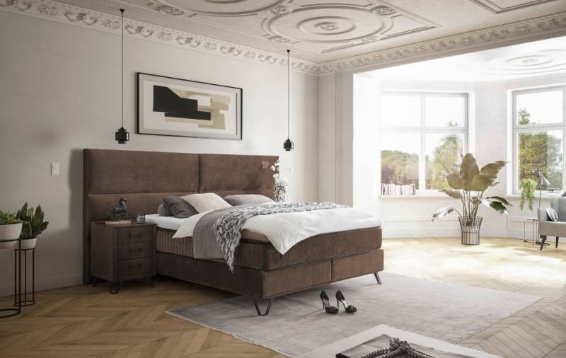 ED Exciting Design Boxspringbett Trapani H3/H4 mit Duo-Wendematratze, XXL Kopfteil und Massivfüßen - Erhältlich in 160x200 cm und 180x200 cm,Vogue-Mikrofaser 5 Farbvarianten von ED Exciting Design