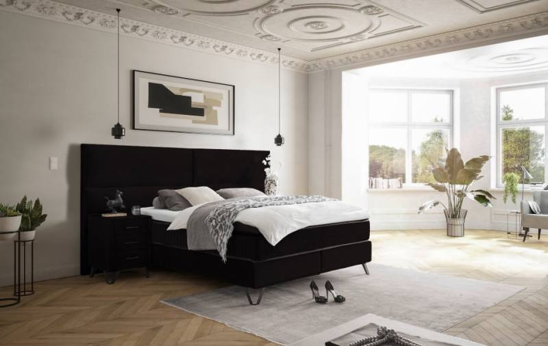 ED Exciting Design Boxspringbett Trapani H3/H4 mit Duo-Wendematratze, XXL Kopfteil und Massivfüßen - Erhältlich in 160x200 cm und 180x200 cm,Vogue-Mikrofaser 5 Farbvarianten von ED Exciting Design