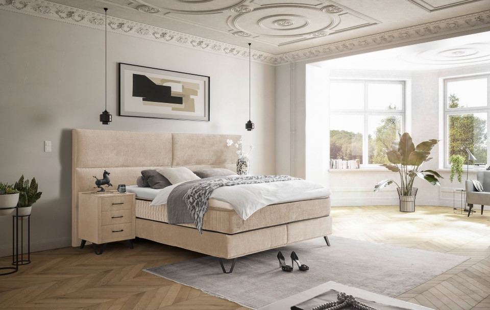 ED Exciting Design Boxspringbett Trapani H3/H4 mit Duo-Wendematratze, XXL Kopfteil und Massivf??en - Erh?ltlich in 160x200 cm und 180x200 cm,Vogue-Mikrofaser 5 Farbvarianten von BlackRedWhite