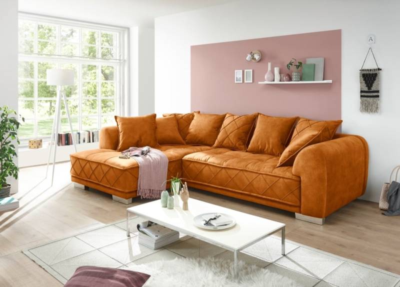 ED Exciting Design Sofa Sentina: Luxuriöses Ecksofa in Vielfalt von Farben und Materialien – Beidseitig montierbar mit Nosagfederung von ED Exciting Design