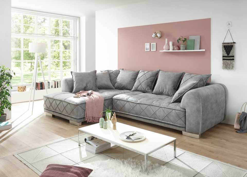 ED Exciting Design Sofa Sentina: Luxuri?ses Ecksofa in Vielfalt von Farben und Materialien ? Beidseitig montierbar mit Nosagfederung von BlackRedWhite