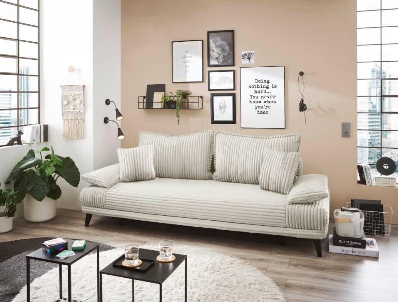 Ed Exciting Design Sofa Carla - Elegantes Schlafsofa in verschiedenen Farben erh?ltlich mit Ambience Cord Bezug, Schlaffunktion & Bettkasten von BlackRedWhite