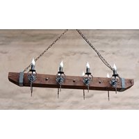 Holz Balken Kronleuchter Rustikale Kronleuchter Aus Schmiedeeisen Mittelalter Beleuchtung von BlackSeaLighting