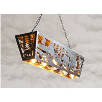 Befestigungsteil Für Die Kabine. Bärenthema. Rustikale Fünf Flammige Pendelleuchte. Blockhaus-Lüster Beleuchtung Befestigungsteil Für Die Kabine. Bärenthema. Rustikale Fünf Flammige Pendelleuchte. Blockhaus-Lüster Beleuchtung von BlackSeaLighting