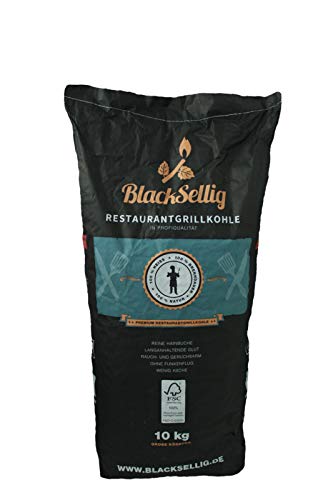 BlackSellig 10 kg Restaurantgrillkohle nachhaltiger Forstwirtschaft - perfekte Profiqualität von BlackSellig