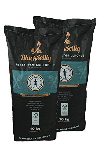 BlackSellig 20 kg Buchengrillkohle perfekte Profiqualität aus nachhaltiger Forstwirtschaft von BlackSellig