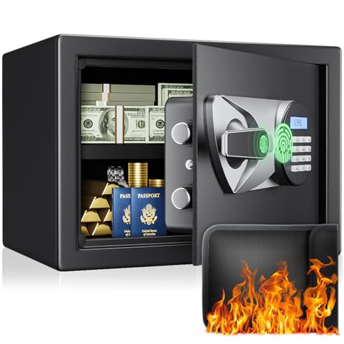 Tresor, BlackSmith Safe Tresor für Zuhause Klein 35x25x25cm, Biometrischer Fingerabdruck Digitaler Zahlencode Safebox mit Doppelte Warnung, Feuerfeste Tasche, Möbeltresor Wandtresor für Büro Hotel von BlackSmith