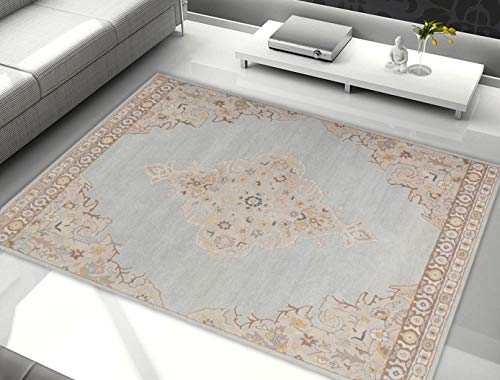 Blackamoor Teppich, traditioneller persischer Stil, handgefertigt, 100 % Wolle, Wolle, Blau (Porcelain Blue), 8'x10' von Blackamoor Rugs