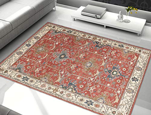 Blackamoor Teppiche Adger Traditioneller Persischer Stil Handarbeit 100% Wolle Bereich Teppiche & Teppiche, Wolle, Mehrfarbig Rot, 8x10 von Blackamoor Rugs