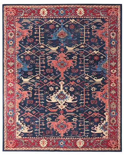 Channing Teppich, traditioneller orientalischer Stil, handgefertigt, 100 % Wolle, 1,5 x 2,4 m, Blau von Blackamoor Rugs
