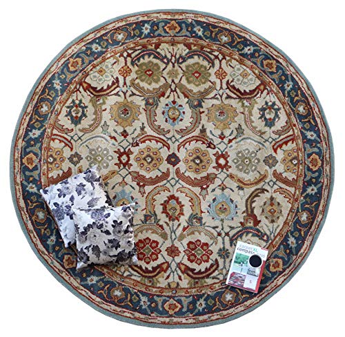 Harrison Multi 180 x 180 cm, rund, traditioneller orientalischer Stil, handgefertigt, getuftet, 100 % Wolle, Teppich und Teppich von Blackamoor Rugs