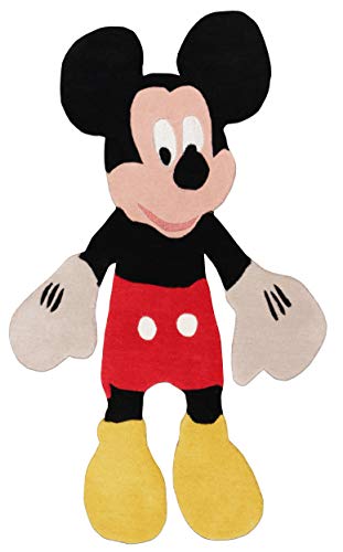 Mickey Mouse Disney Hautform, 90 x 150 cm, handgefertigt, getuftet, 100 % Wolle, für Jungen und Mädchen von Blackamoor Rugs