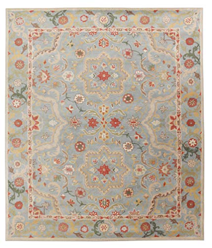 Vetta Porzellan-Teppich, traditionell, orientalischer Stil, handgefertigt, getuftet, 100 % Wolle, 250 x 300 cm, Blau von Blackamoor Rugs