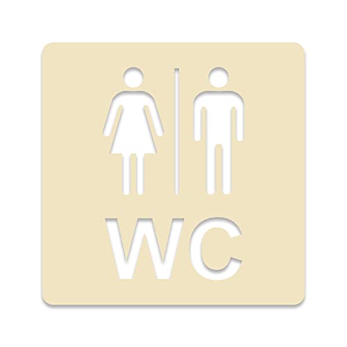 3D WC Schild, Hochglanz, Matt, selbstklebend, Damen, Herren, Türschild, Piktogramm, Markierung, Toilette, Acryl/Holz (Creme/Elfenbein) von Blacked LaserTEC