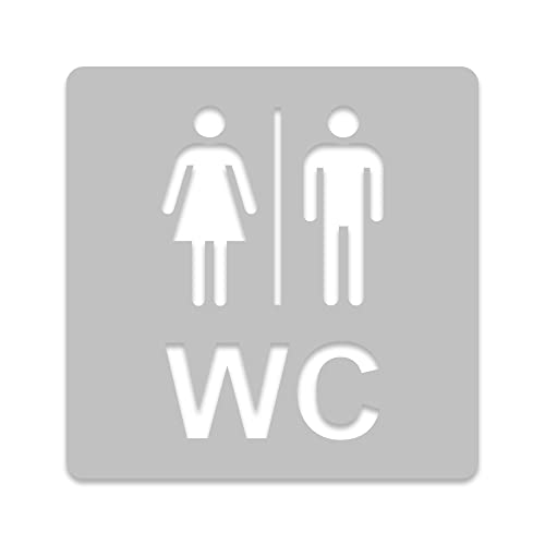 3D WC Schild, Hochglanz, Matt, selbstklebend, Damen, Herren, Türschild, Piktogramm, Markierung, Toilette, Acryl/Holz (Grau) von Blacked LaserTEC