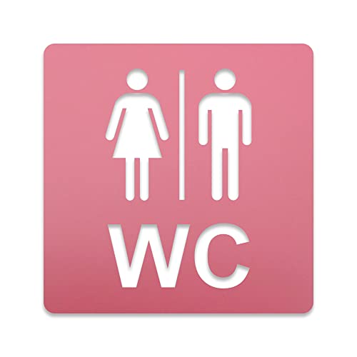 3D WC Schild, Hochglanz, Matt, selbstklebend, Damen, Herren, Türschild, Piktogramm, Markierung, Toilette, Acryl/Holz (Rosa) von Blacked LaserTEC