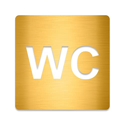 3D WC Schild, Hochglanz, selbstklebend, Damen, Herren, Türschild, Hinweis, Toilette, Acryl/Holz (Gold (gebürstet)) von Blacked LaserTEC