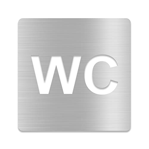 3D WC Schild, Hochglanz, selbstklebend, Damen, Herren, Türschild, Hinweis, Toilette, Acryl/Holz (Silber (gebürstet)) von Blacked LaserTEC