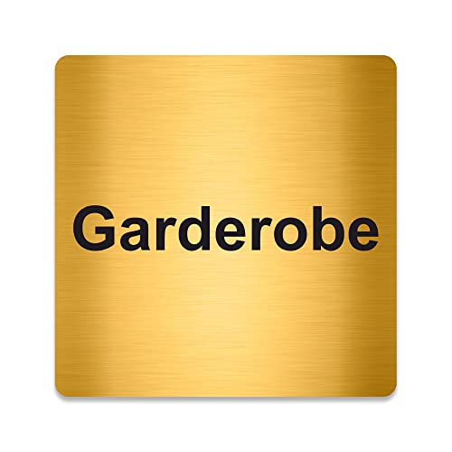 Blacked LaserTEC Leitsysteme - Acryl Schild - Eckig 12 x 12 cm - Selbstklebend - Gold gebürstet - Metall-Optik - UV beständig - Für Innen und Außen (Garderobe) von Blacked LaserTEC