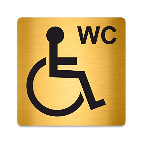 Blacked LaserTEC Leitsysteme - Acryl Schild - Eckig 12 x 12 cm - Selbstklebend - Gold gebürstet - Metall-Optik - UV beständig - Für Innen und Außen (WC Rollstuhl, Behindertengerecht) von Blacked LaserTEC