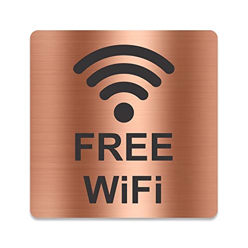 Blacked LaserTEC Leitsysteme - Acryl Schild - Eckig 12 x 12 cm - Selbstklebend - Kupfer gebürstet - Metall-Optik - UV beständig - Für Innen und Außen (Free WiFi) von Blacked LaserTEC