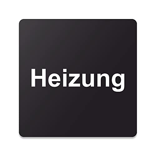 Blacked LaserTEC Leitsysteme - Acryl Schild - Eckig 12 x 12 cm - Selbstklebend - Schwarz Matt - UV beständig - Für Innen und Außen (Heizung) von Blacked LaserTEC