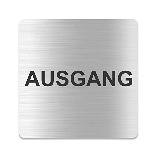 Blacked LaserTEC Leitsysteme - Acryl Schild - Eckig 12 x 12 cm - Selbstklebend - Silber gebürstet - Metall-Optik - UV beständig - Für Innen und Außen (Ausgang) von Blacked LaserTEC