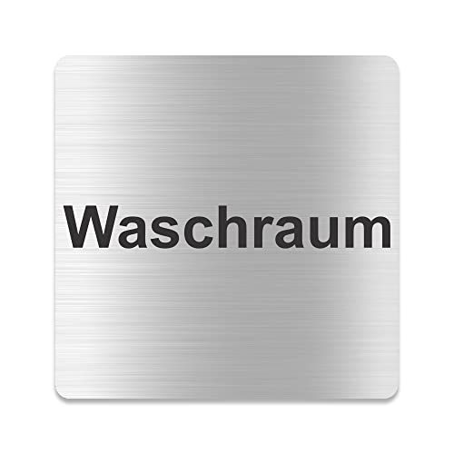 Blacked LaserTEC Leitsysteme - Acryl Schild - Eckig 12 x 12 cm - Selbstklebend - Silber gebürstet - Metall-Optik - UV beständig - Für Innen und Außen (Waschraum) von Blacked LaserTEC