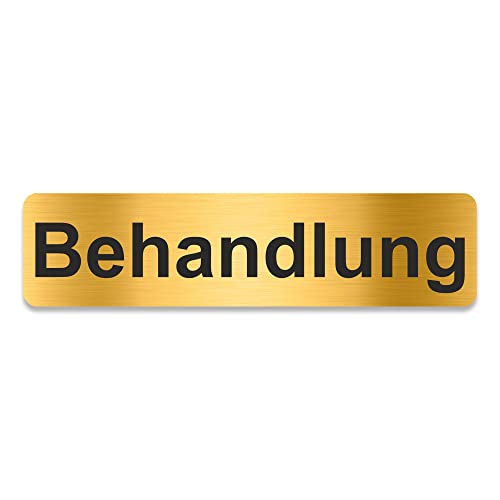 Blacked LaserTEC Leitsysteme - Acryl Schild - Eckig 4 x 16 cm - Selbstklebend - Gold gebürstet - Metall-Optik - UV beständig - Für Innen und Außen (Behandlung) von Blacked LaserTEC