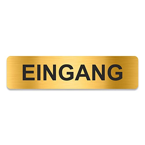 Blacked LaserTEC Leitsysteme - Acryl Schild - Eckig 4 x 16 cm - Selbstklebend - Gold gebürstet - Metall-Optik - UV beständig - Für Innen und Außen (Eingang) von Blacked LaserTEC