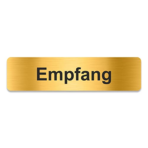 Blacked LaserTEC Leitsysteme - Acryl Schild - Eckig 4 x 16 cm - Selbstklebend - Gold gebürstet - Metall-Optik - UV beständig - Für Innen und Außen (Empfang) von Blacked LaserTEC