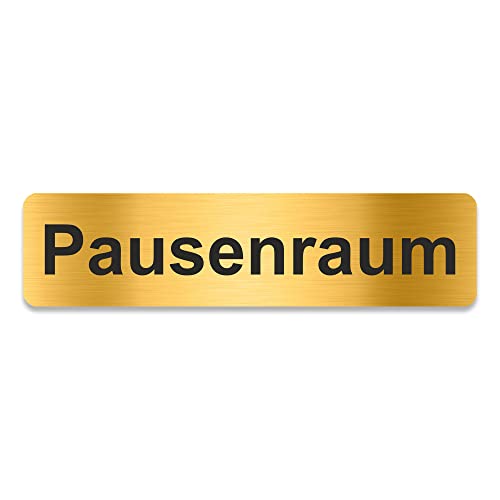Blacked LaserTEC Leitsysteme - Acryl Schild - Eckig 4 x 16 cm - Selbstklebend - Gold gebürstet - Metall-Optik - UV beständig - Für Innen und Außen (Pausenraum) von Blacked LaserTEC