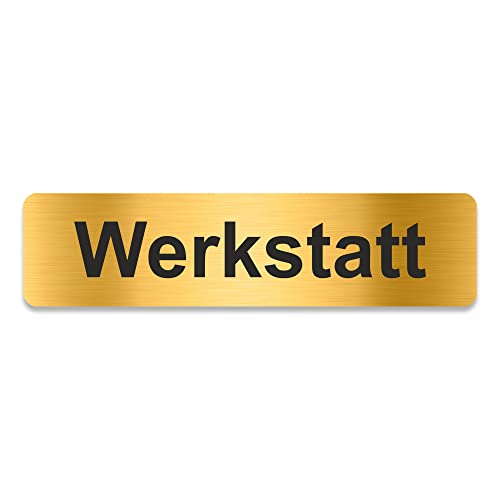 Blacked LaserTEC Leitsysteme - Acryl Schild - Eckig 4 x 16 cm - Selbstklebend - Gold gebürstet - Metall-Optik - UV beständig - Für Innen und Außen (Werkstatt) von Blacked LaserTEC