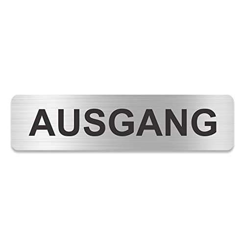 Blacked LaserTEC Leitsysteme - Acryl Schild - Eckig 4 x 16 cm - Selbstklebend - Silber gebürstet - Metall-Optik - UV beständig - Für Innen und Außen (Ausgang) von Blacked LaserTEC