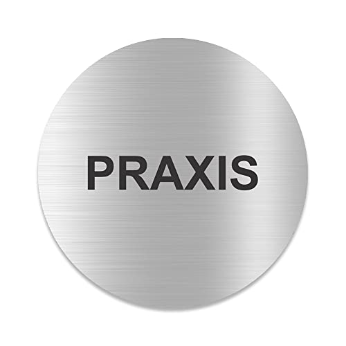 Blacked LaserTEC Leitsysteme - Acryl Schild - Rund 10 cm Durchmesser - Selbstklebend - Silber gebürstet - Metall-Optik - UV beständig - Für Innen und Außen (Praxis) von Blacked LaserTEC