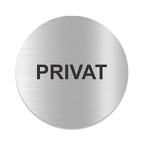 Blacked LaserTEC Leitsysteme - Acryl Schild - Rund 10 cm Durchmesser - Selbstklebend - Silber gebürstet - Metall-Optik - UV beständig - Für Innen und Außen (Privat) von Blacked LaserTEC