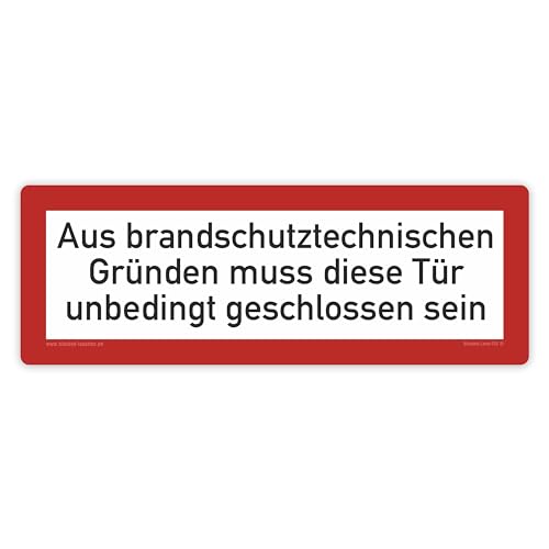 Hinweisschild - Brandschutzeinrichtung - Einsatzhinweise - StVO - DIN 4066 - Für Innen und Aussen - PVC Aufkleber - selbstklebend - 105x297mm (1, Tür muss unbedingt geschlossen sein) von Blacked LaserTEC
