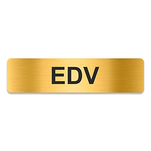 PVC Aufkleber Schild - Eckig 4 x 16 cm - Selbstklebend - Gold gebürstet - Metall-Optik - UV beständig - Für Innen und Außen (EDV) von Blacked LaserTEC