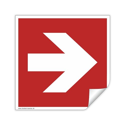 Schild Richtungspfeil gerade - ASR A1.3 - DIN EN ISO 7010 - Brandschutzzeichen für Innen und Aussen - PVC selbstklebend (1, 50x50mm) von Blacked LaserTEC