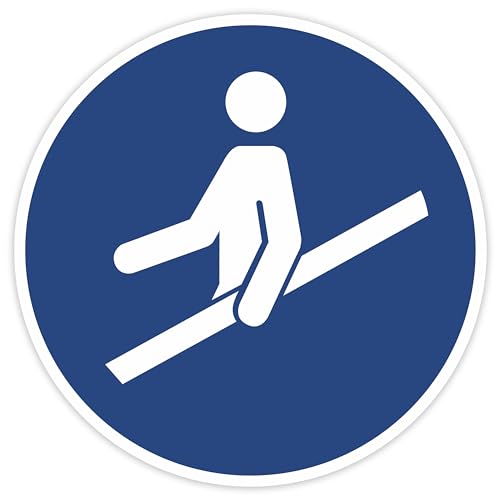 Schild Rund 200mm Durchmesser - DIN EN ISO 7010 - DIN 115 - ASR A1.3 - Gebotszeichen 20cm für Innen und Aussen - PVC Aufkleber - selbstklebend (1, M012 Handlauf benutzen) von Blacked LaserTEC
